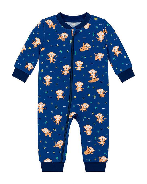 Pijama Enteriza Infantil Azul con Monitos