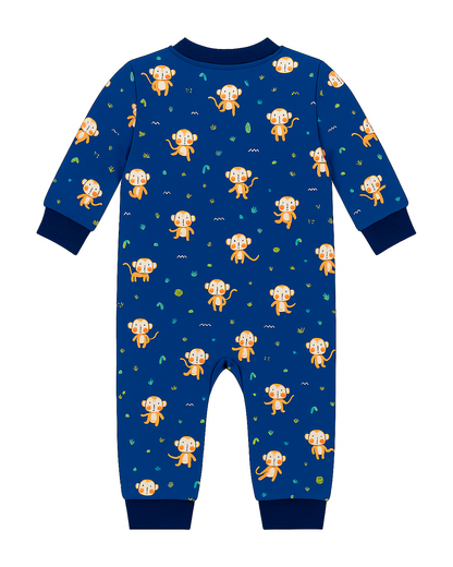 Pijama Enteriza Infantil Azul con Monitos