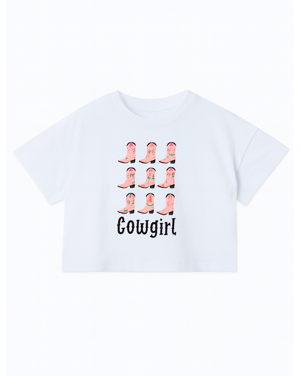 Camiseta Estilo Vaquera con Botas Rosadas