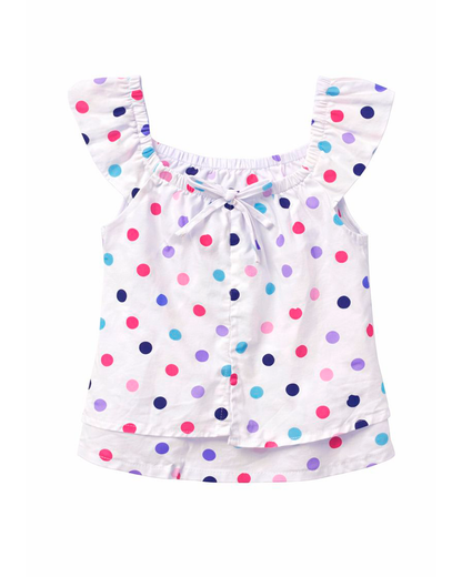 Blusa Infantil Blanca Estampada de Puntos