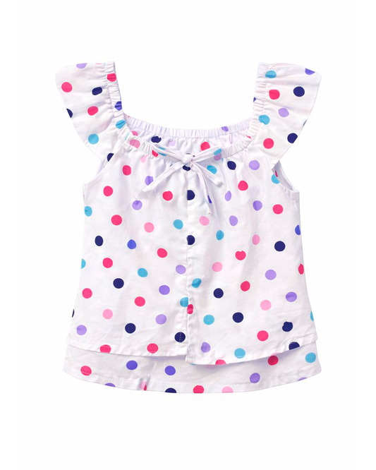 Blusa Infantil Blanca Estampada de Puntos