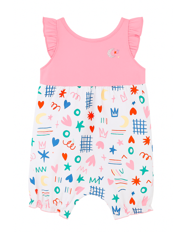 Enterizo de Bebé Rosa con Estampado Divertido Multicolor