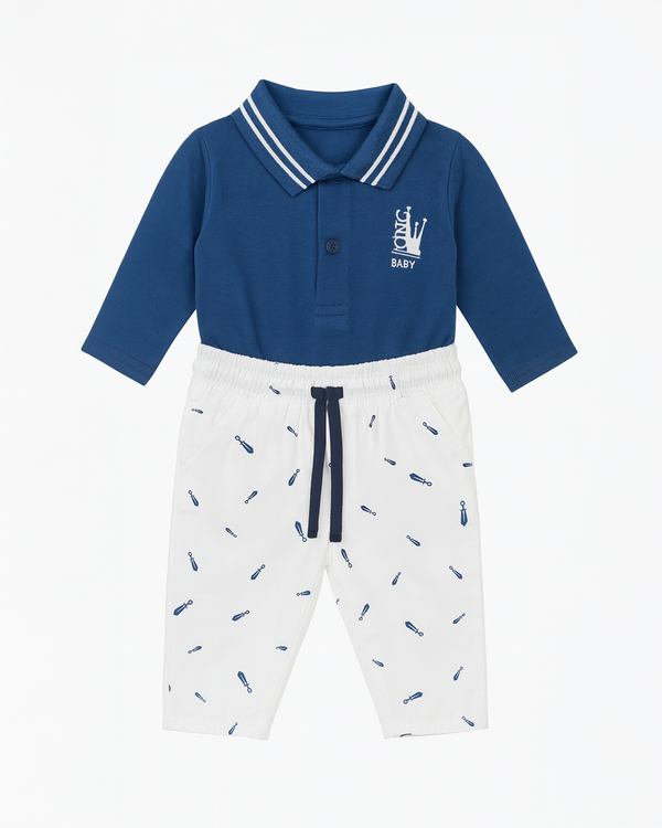 CONJUNTO POLO NIÑO AZUL MAR