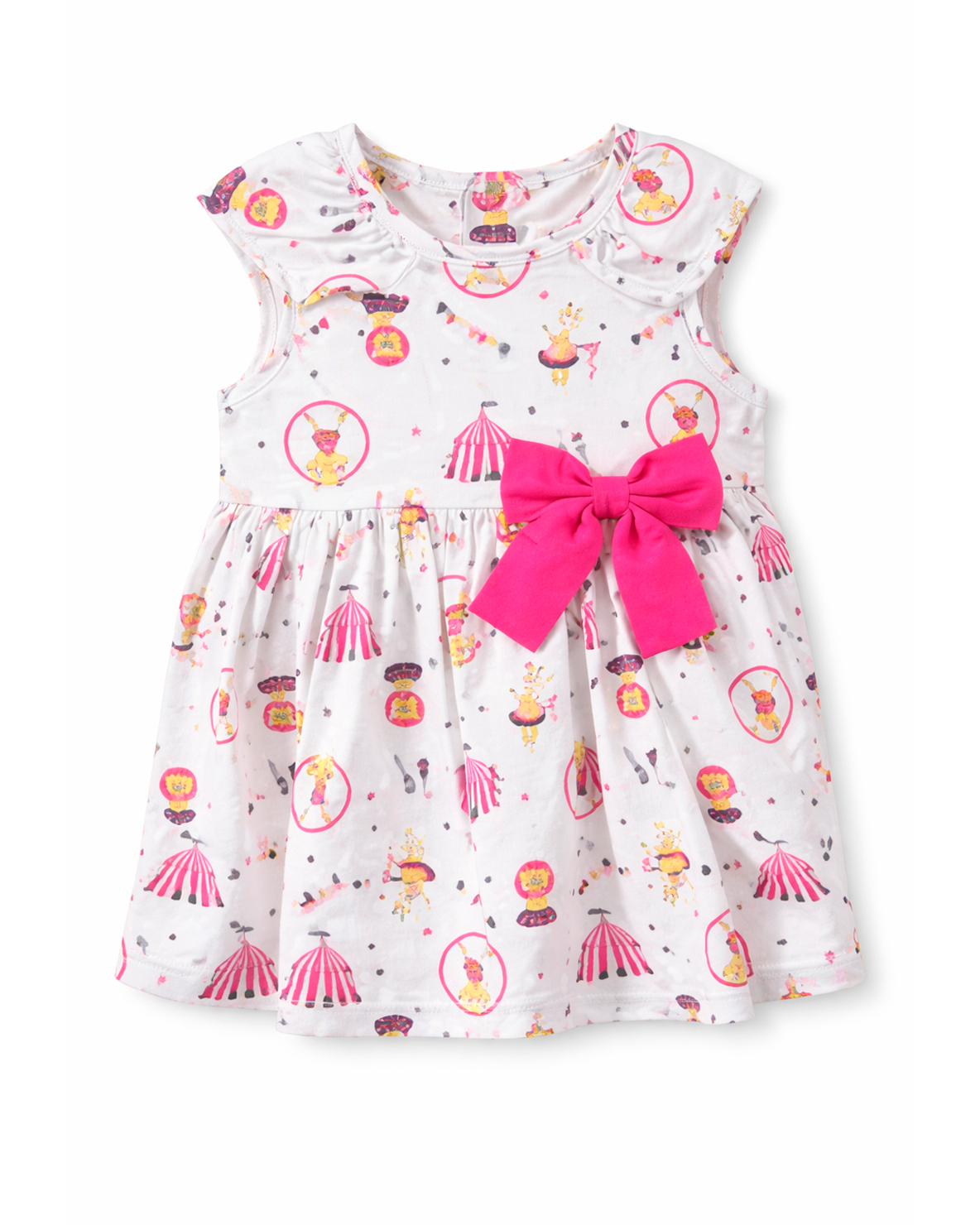 Vestido Bebé Estampado Circo con Moño Rosado
