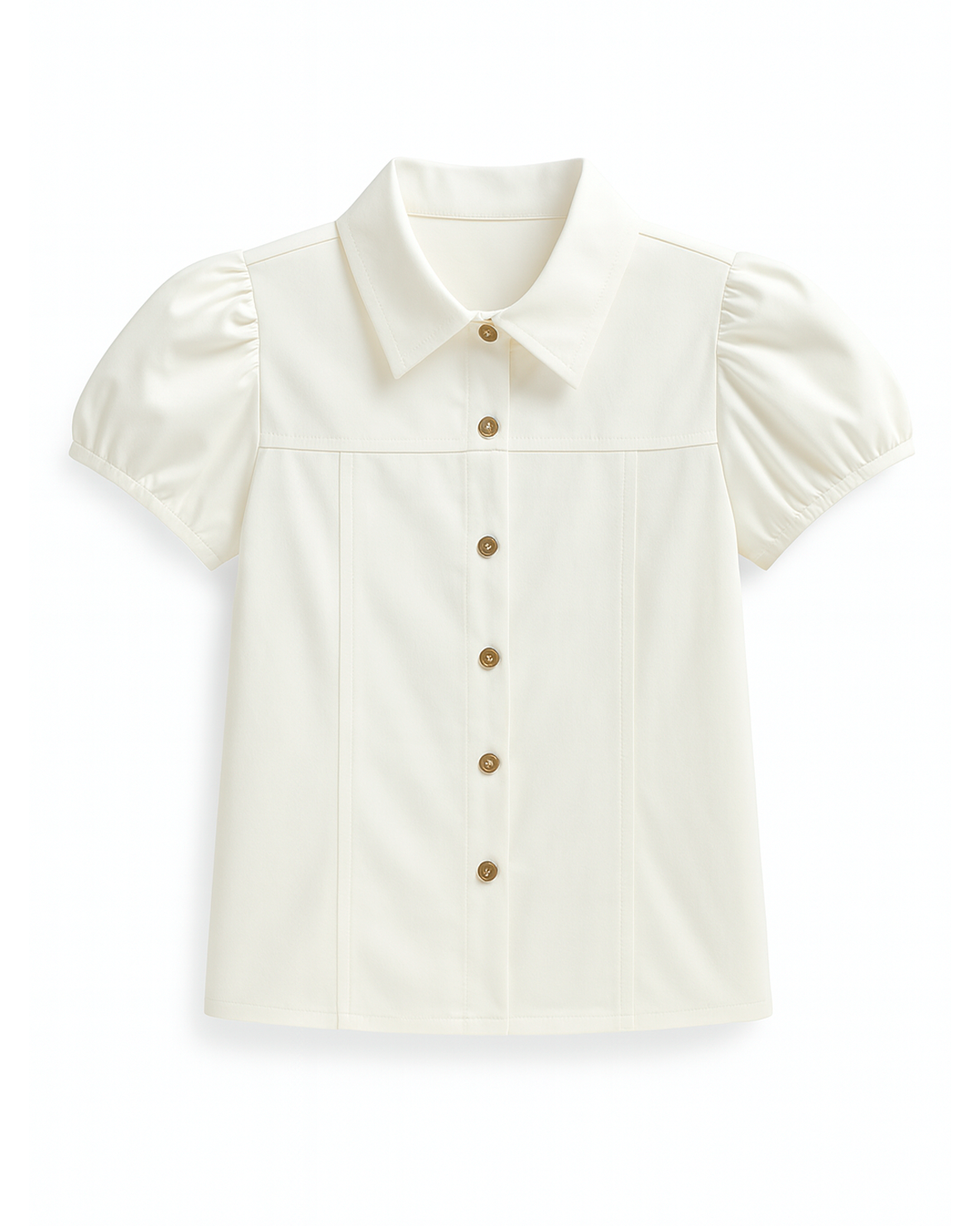 Blusa blanca con botones y mangas abullonadas ✨
