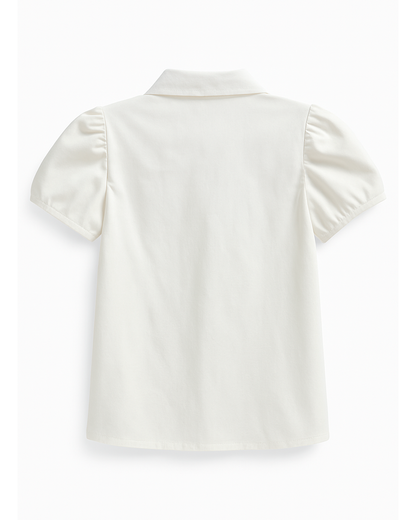 Blusa blanca con botones y mangas abullonadas ✨