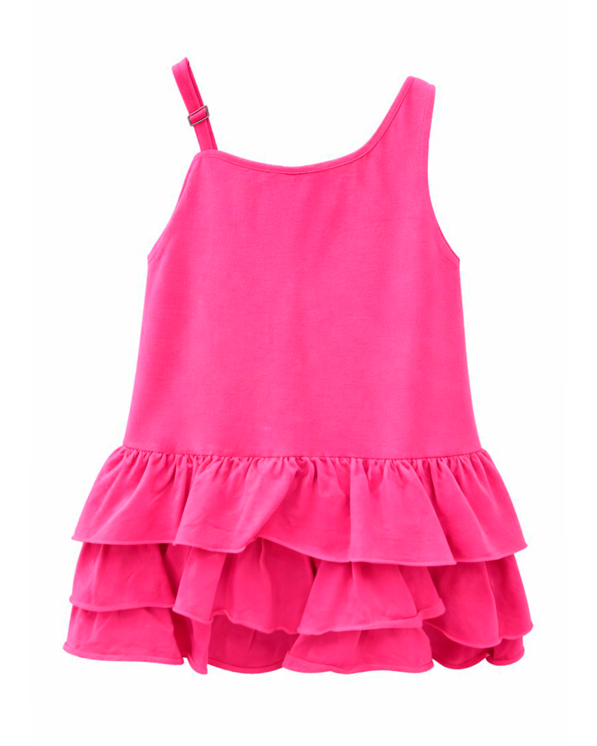 Vestido Rosa con Tirante Asimétrico y Volantes