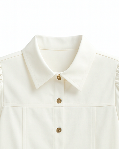 Blusa blanca con botones y mangas abullonadas ✨