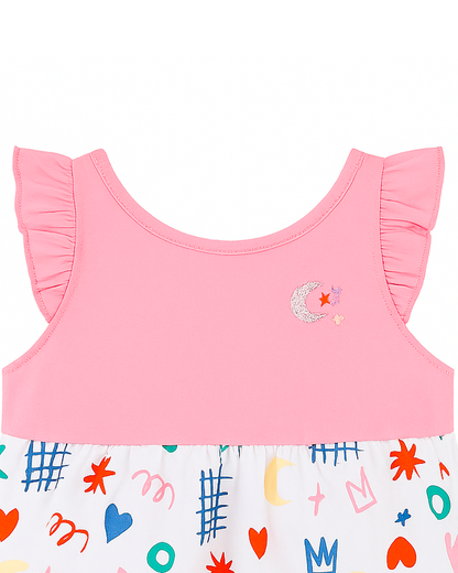 Enterizo de Bebé Rosa con Estampado Divertido Multicolor