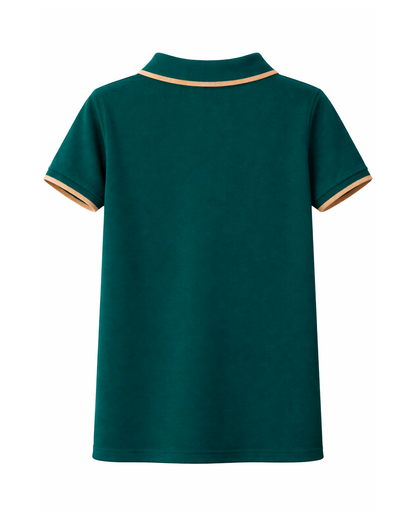 Polo Infantil Verde Botella con Detalles en Contraste