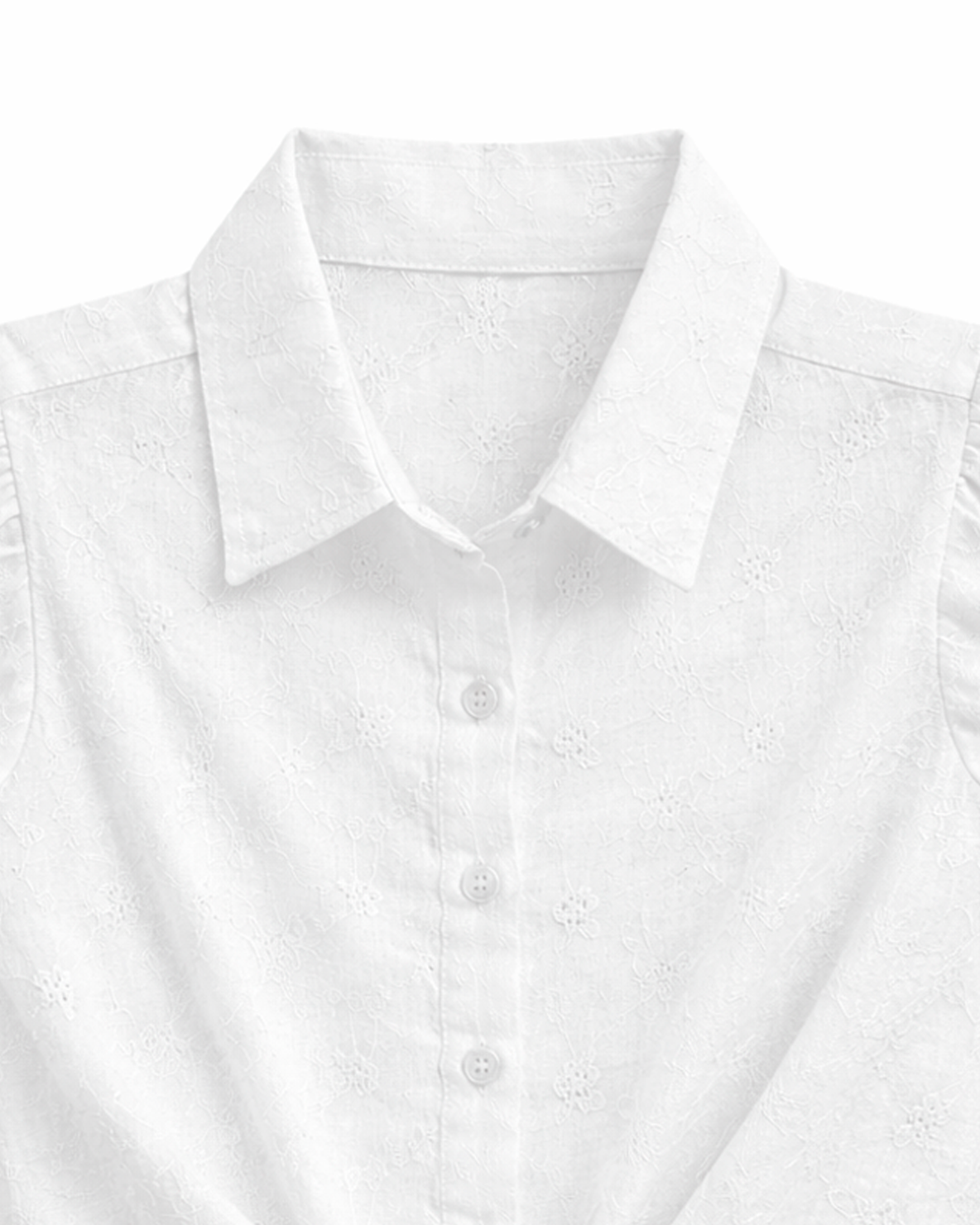Blusa Niña en Ojalillo con Nudo Frontal Blanca