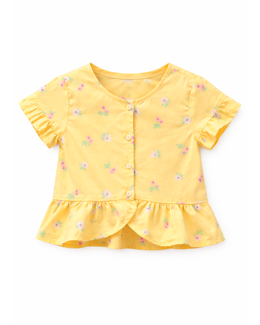 Blusa Niña Estampada con flores Amarilla