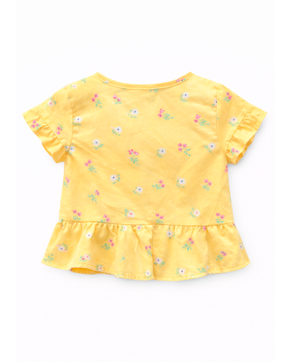Blusa Niña Estampada con flores Amarilla
