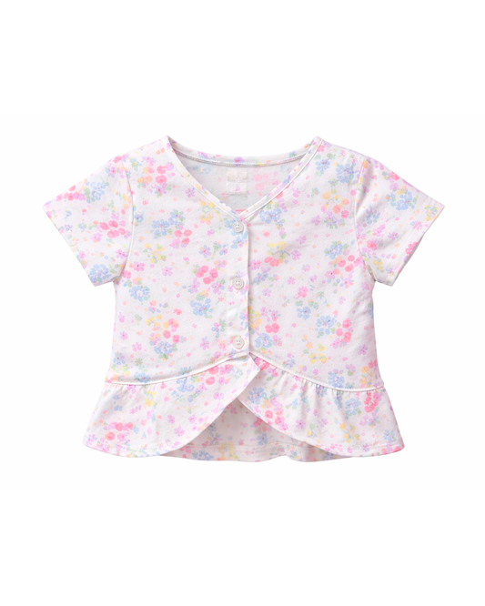 Blusa Niña Estampada con Flores Blanca