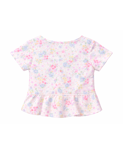 Blusa Niña Estampada con Flores Blanca