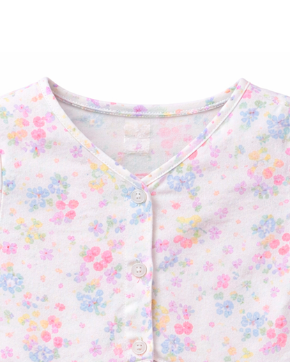 Blusa Niña Estampada con Flores Blanca