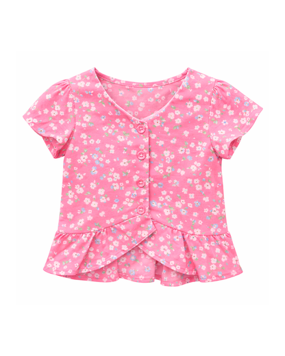 Blusa Niña Estampada con Flores Rosada
