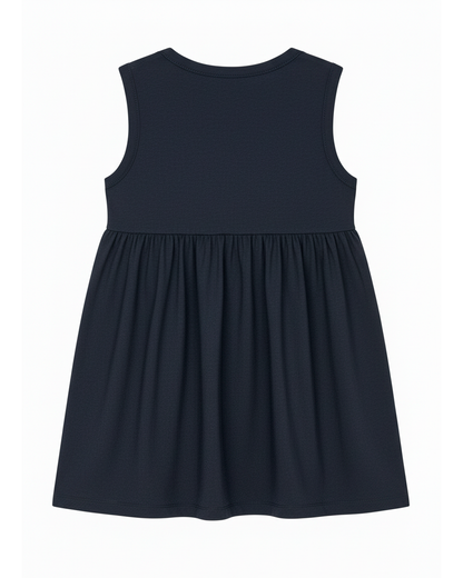 Vestido Azul Marino con Bordado Dorado
