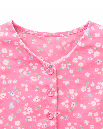 Blusa Niña Estampada con Flores Rosada