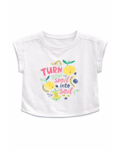 Blusa Niña Estampada “Turn Your Soil into Soil Blanca
