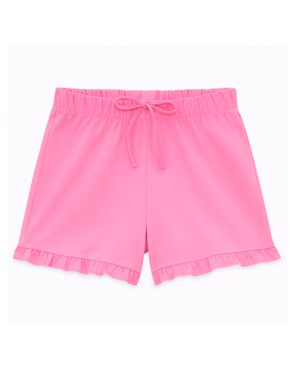 Short rosa con volantes y cintura ajustable
