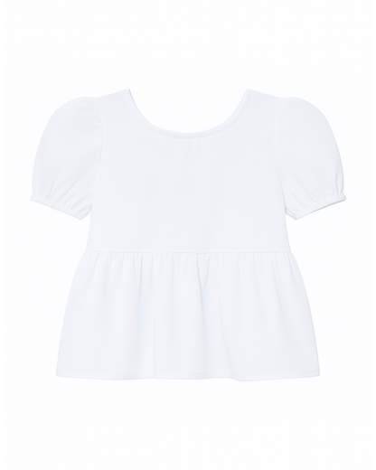 Blusa Infantil Blanca con Espalda Anudada