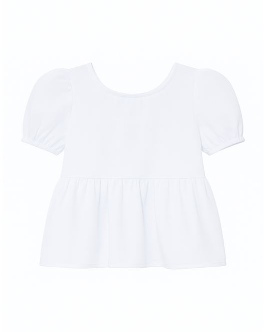 Blusa Infantil Blanca con Espalda Anudada