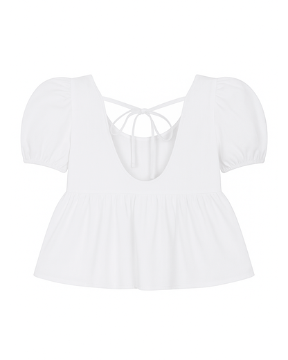 Blusa Infantil Blanca con Espalda Anudada
