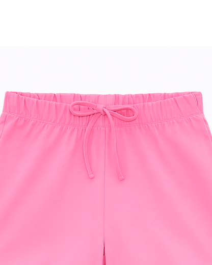 Short rosa con volantes y cintura ajustable