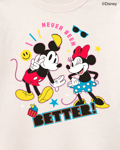 Camiseta niña Mickey & Minnie Disney “Never Been Better” color crudo