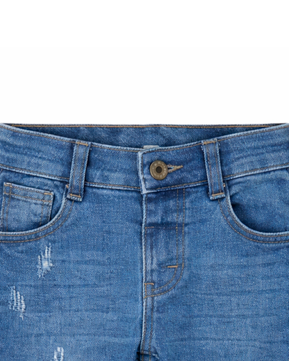 Jean Niño Denim con Efecto Desgastado Azul Claro