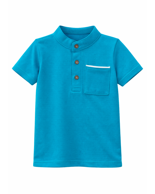 Polo Infantil con Cuello Mao Azul