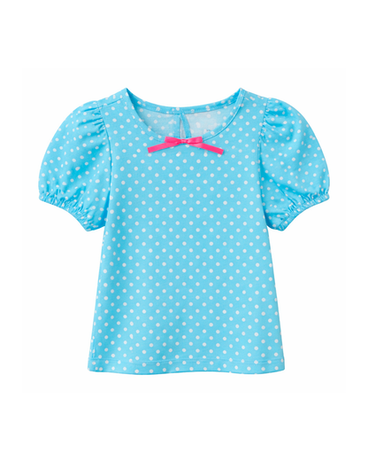 Blusa Infantil Estampada de Lunares Azul