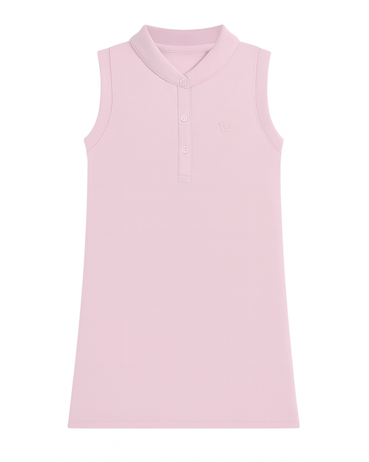 Vestido Tipo Polo Sin Mangas Rosa Pastel
