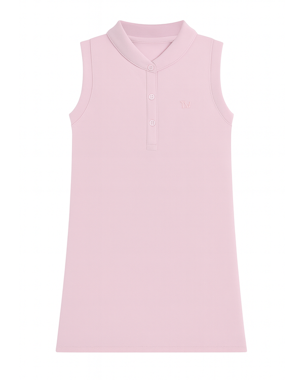 Vestido Tipo Polo Sin Mangas Rosa Pastel