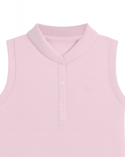 Vestido Tipo Polo Sin Mangas Rosa Pastel