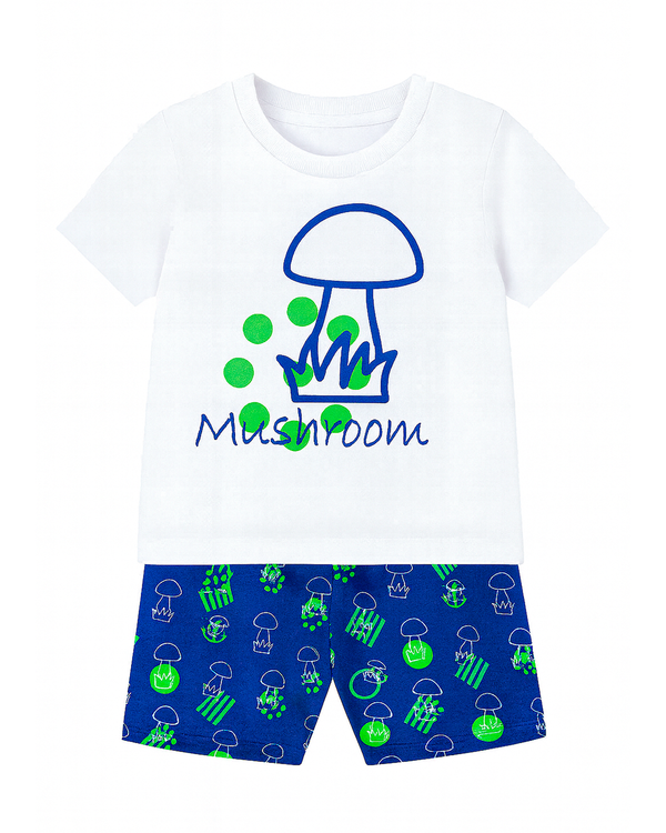 Pijama Infantil “Mushroom” Azul y Blanco