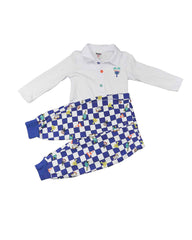 Conjunto para recien nacido niño Cuadricula Azul