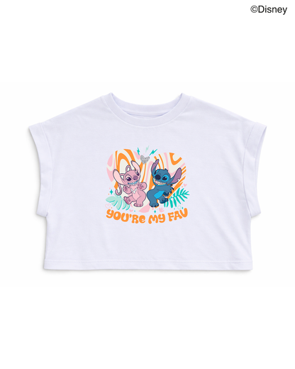 Camiseta niña Stitch & Angel Disney “You’re My Fav” blanca
