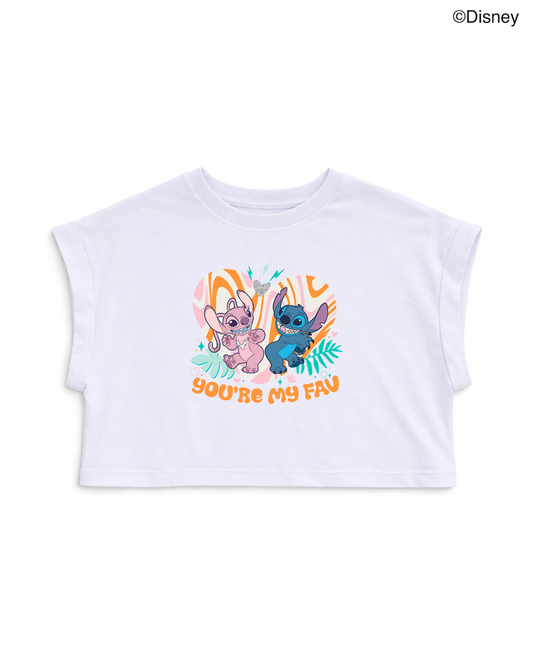 Camiseta niña Stitch & Angel Disney “You’re My Fav” blanca