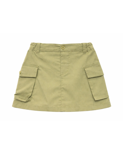 Falda Infantil Tipo Cargo en Verde Militar
