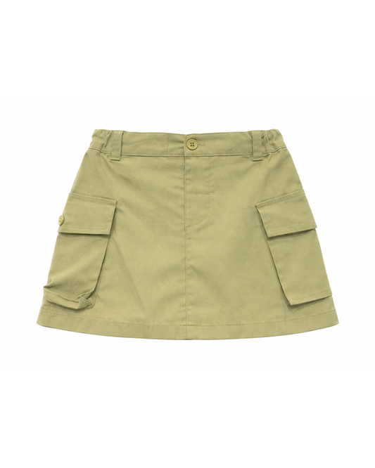 Falda Infantil Tipo Cargo en Verde Militar