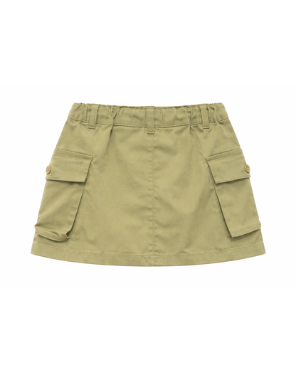 Falda Infantil Tipo Cargo en Verde Militar