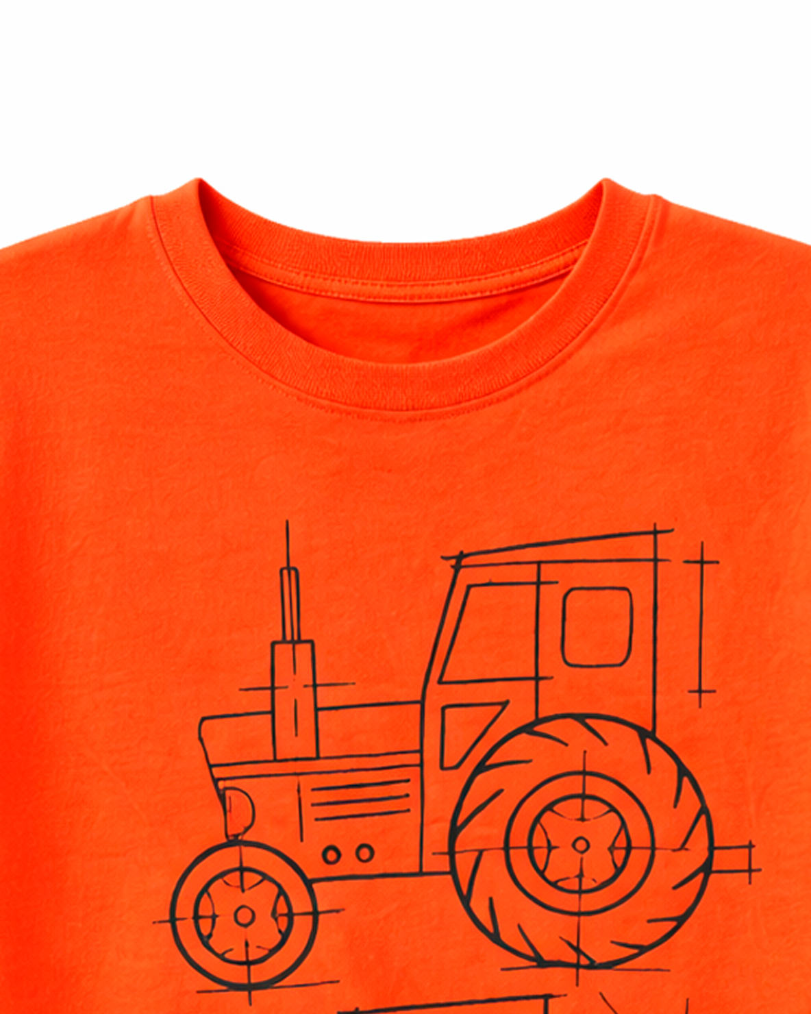 Camiseta Naranja con Ilustración de Tractor