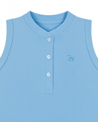 Vestido Tipo Polo Sin Mangas Azul