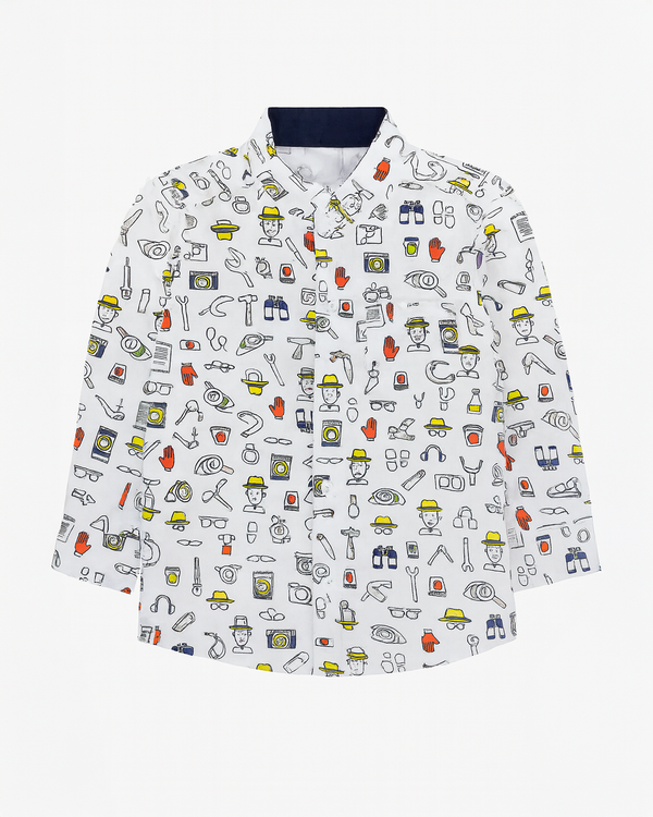 Camisa de Niño Estampada de Manga Larga