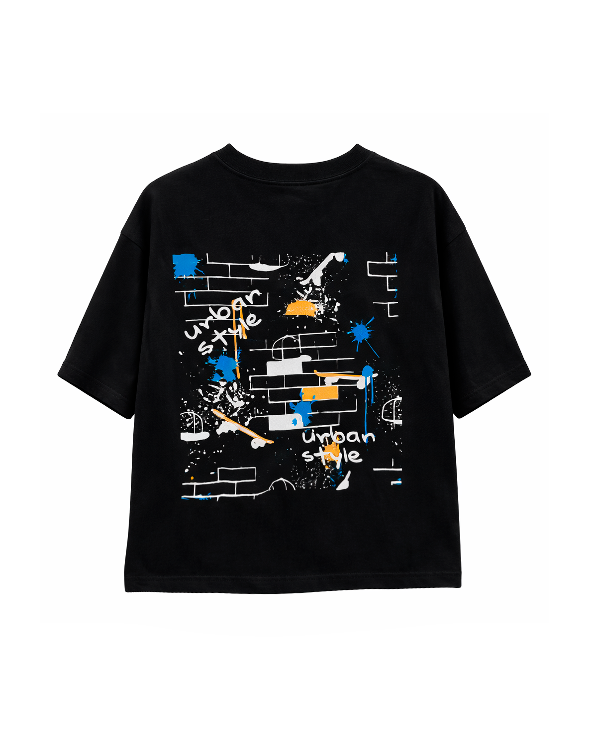 Camiseta Niño Oversize Estampado Urbano Negro