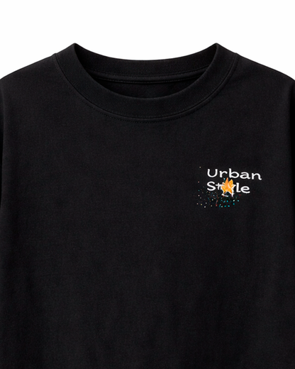 Camiseta Niño Oversize Estampado Urbano Negro