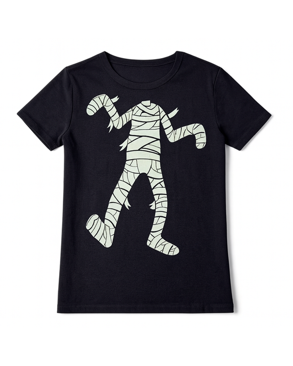 Camiseta de Niño Negra con Estampado de Momia