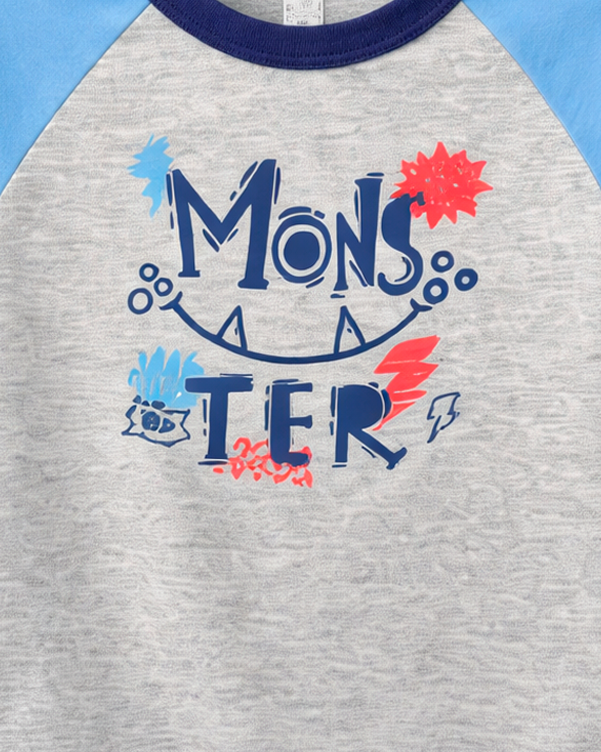 Camiseta Niño Estampado Monster Contraste Gris